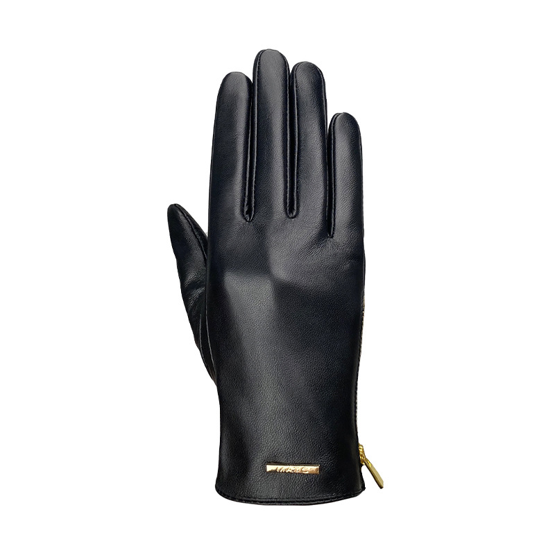 Leather Driving Glove - ถุงมือหนังแกะสำหรับผู้หญิง ทรงเข้ารูป บุด้วยผ้าฟลีซ หนา อุ่น รองรับการสัมผัสหน้าจอ
