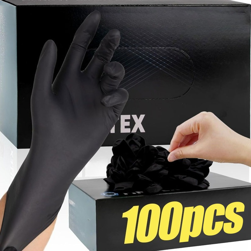 Latex Disposable Glove - ถุงมือยางดำแบบใช้แล้วทิ้ง สำหรับทุกเพศ หนา ผลิตจากไนไตรล์ PVC ปราศจากน้ำยาง