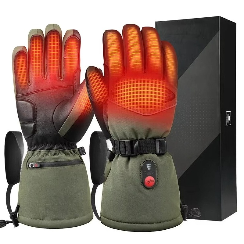 Ski Glove Waterproof - ถุงมือสกีไฟฟ้าสีเขียว 7.4V 3000mAh สำหรับกิจกรรมกลางแจ้ง ให้ความอบอุ่น 3