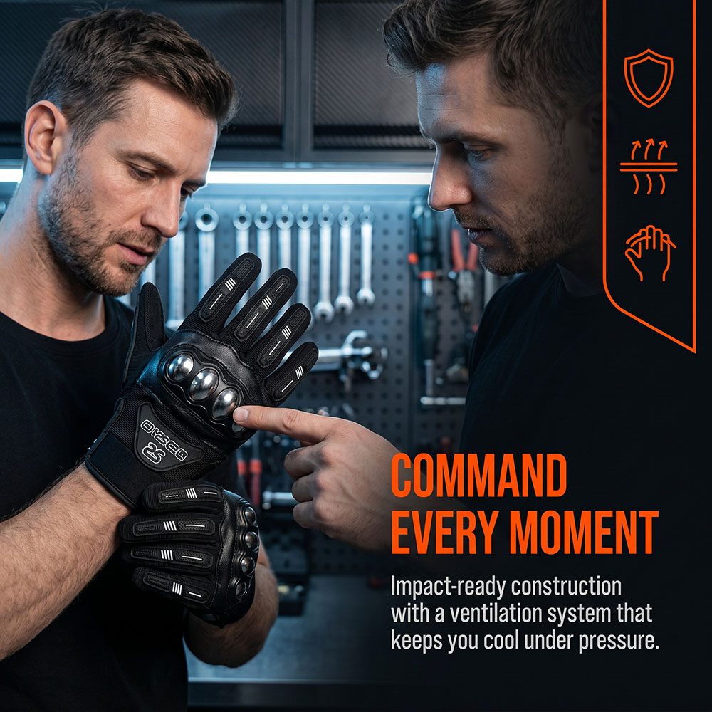 Motorcycle Glove Knuckle - ถุงมือขี่มอเตอร์ไซค์ MX ระบายอากาศได้ดี พร้อมเกราะป้องกันข้อนิ้วแบบแข็ง รองรับการสัมผัสหน้าจอ กันลื่น