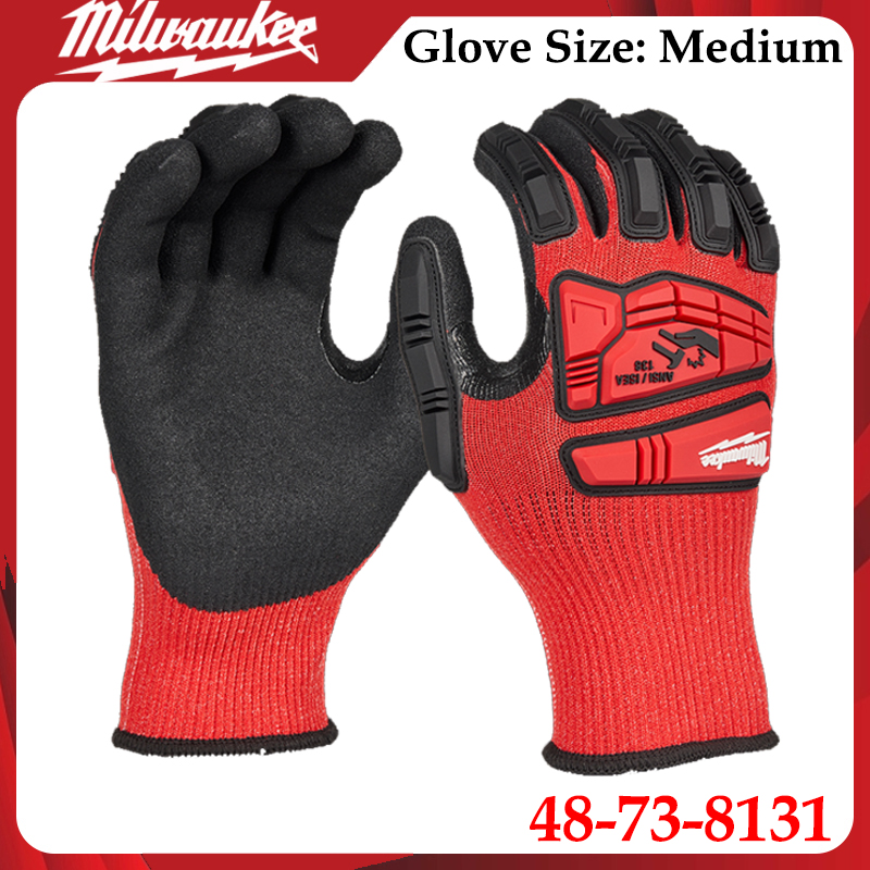 Motorcycle Glove Knuckle - ถุงมือทำงาน Milwaukee 48-73-8131 ทนแรงกระแทกปานกลาง เคลือบไนไตรล์ ป้องกันข้อนิ้ว